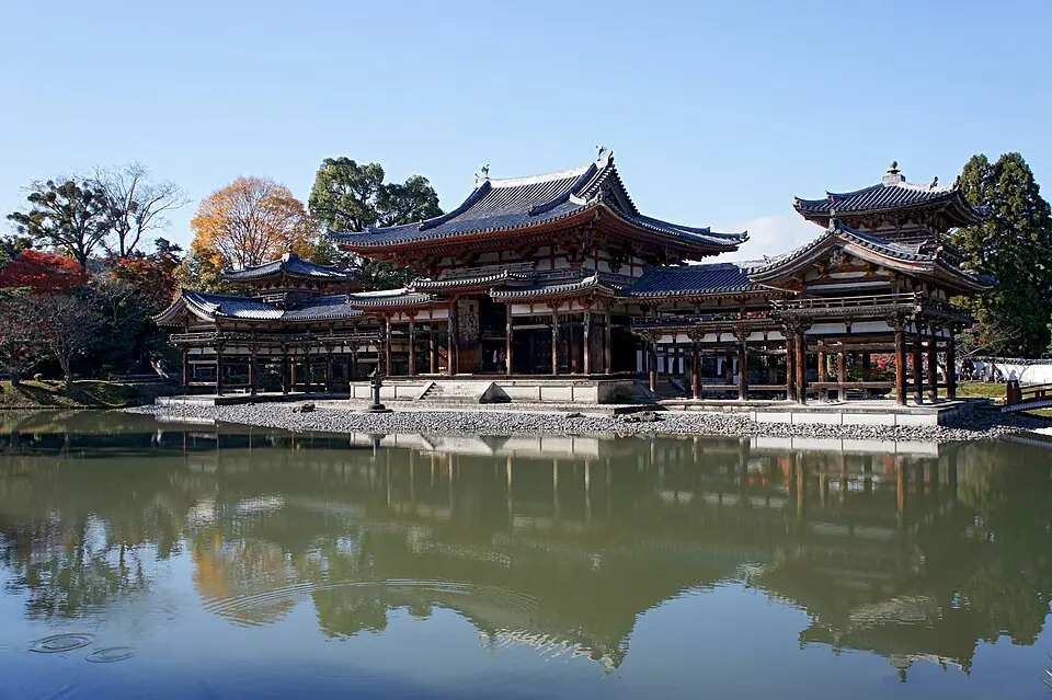 The Phoenix Hall of Byōdō-in reflected in its pond, Uji